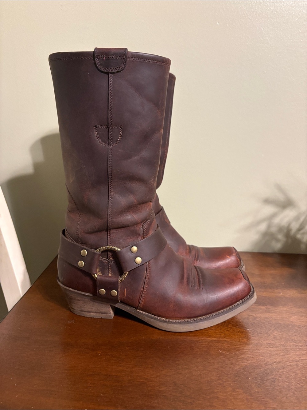 Ariat Vintage Women's Brown Leather Motorcycle Harness Boots - Size 6.5B